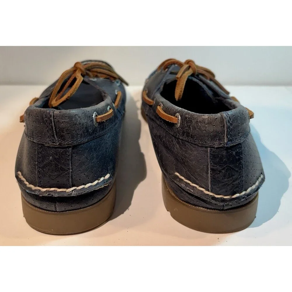 Sperry Leeward 2-Eye Perf Navy Men's Boat Shoes Size 11 Lightly Worn